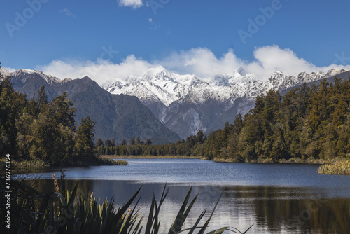 matheson lake with mount cook in the background. New Zealand photo