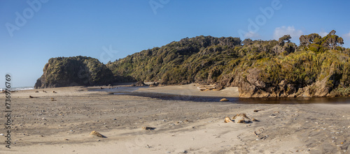 panoramic of tauparikaka marine reserve beach in new zealand