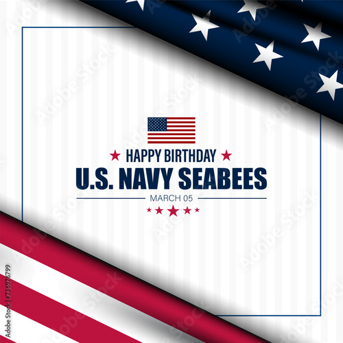 Happy  Birthday US Navy Seabees March 05 Background Vector Illustration  photo