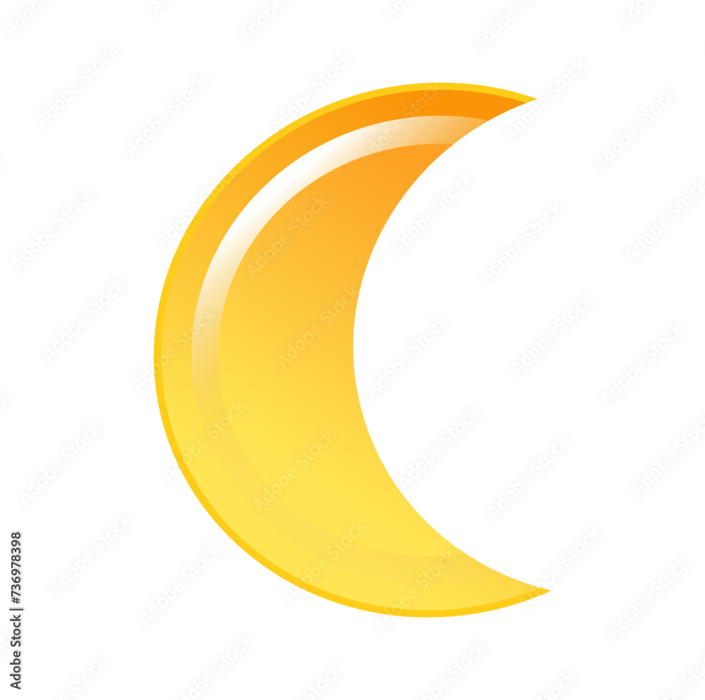 Vector isolated weather app icon with yellow moon. Interface elements in flat design. For web banner Vector isolated weather app icon with yellow moon. Interface elements in flat design. For web banner