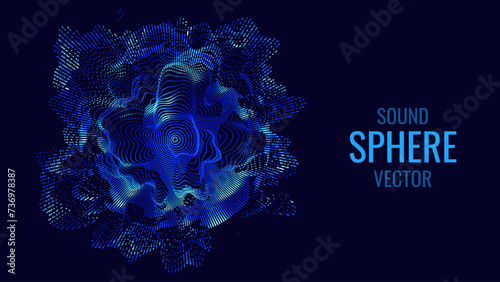 Abstract Colorful Particles Sphere. Vivid Blue Dots Background. Futuristic Style HUD Element. Technology Background for Business Presentations. Corrupted Point Sphere Array. Vector Illustration.