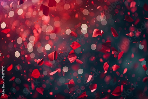 Red confetti festive background for different holidays like New Year and Valentine's Day