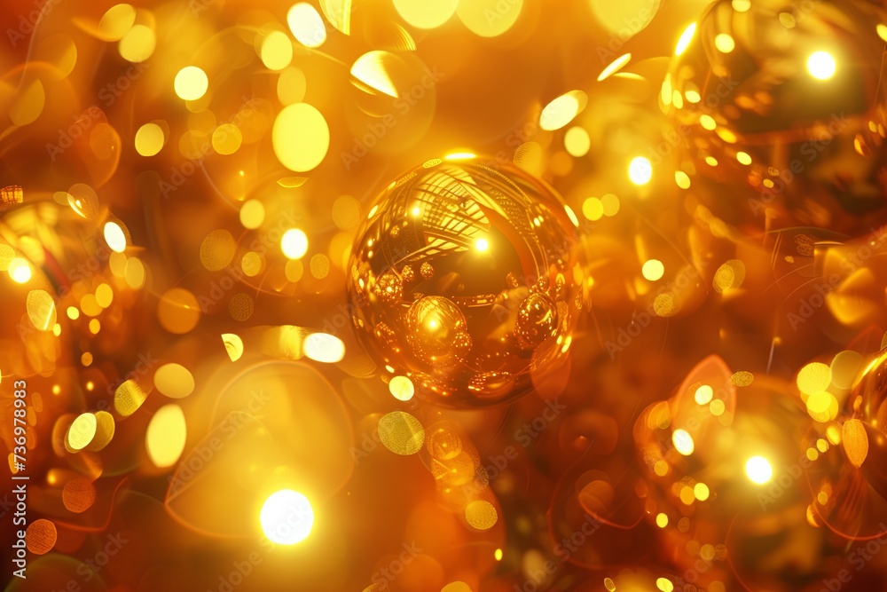 Christmas background with xmas tree balls and festive golden bokeh background Christmas background with xmas tree balls and festive golden bokeh background