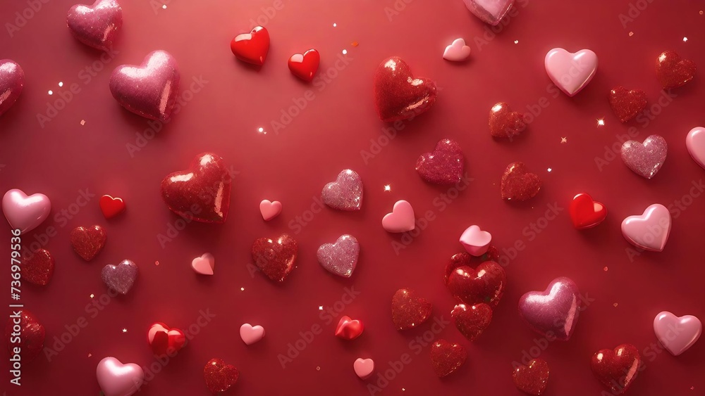 Red Hearts on Red Background with Love and Valentine's Day Theme Illustration Red Hearts on Red Background with Love and Valentine's Day Theme Illustration