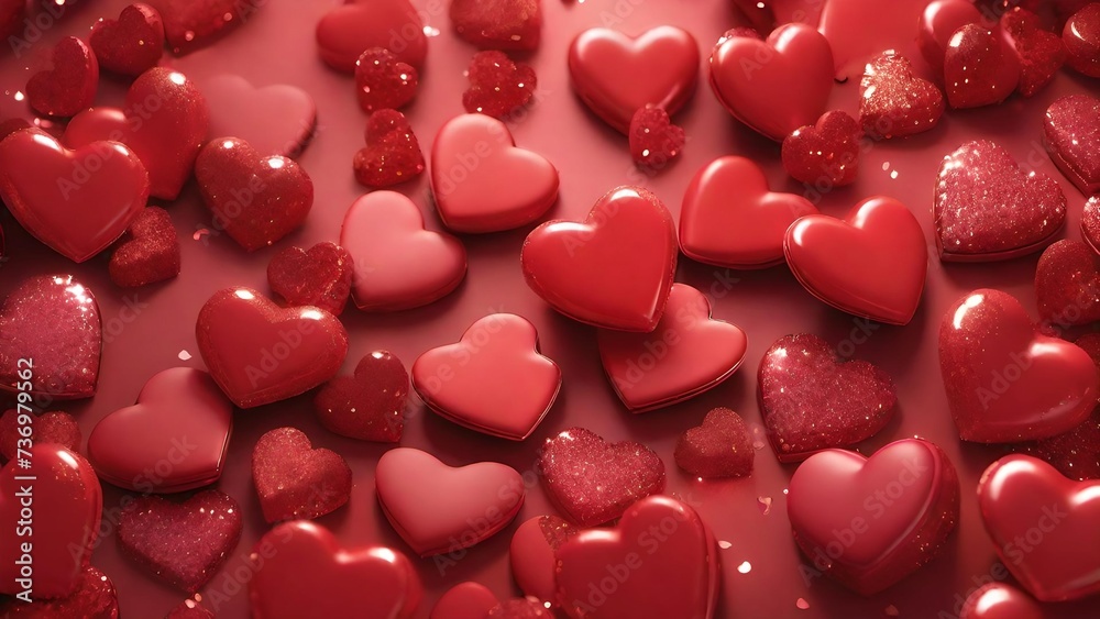 Red Hearts on Red Background with Love and Valentine's Day Theme Illustration Red Hearts on Red Background with Love and Valentine's Day Theme Illustration