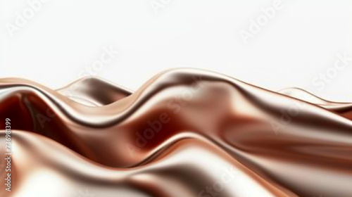 close-up of a shiny satin fabric, flowing gracefully, reflecting light off its smooth surface, and revealing its luxurious sheen against a white backdrop