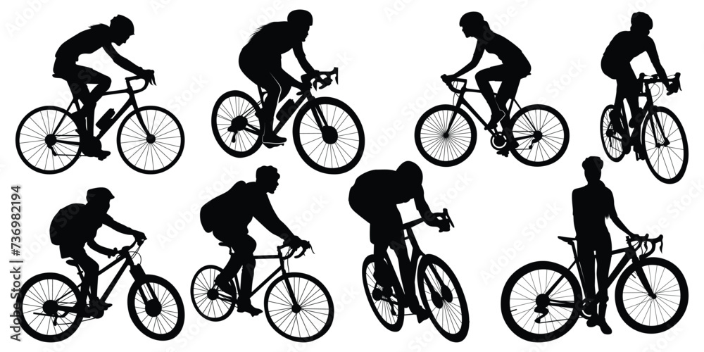 Obraz premium Cycle Riding Silhouettes vector illustration