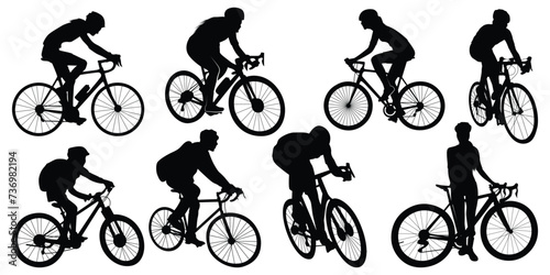 Cycle Riding Silhouettes vector illustration
