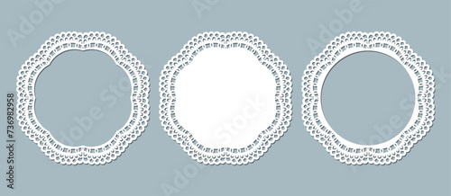 Lace paper doily paper cut design, laser cut round frames.