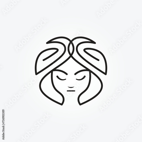 beautiful girl, beauty care clinic simple minimal icon logo sign , beauty woman vector illustration design
