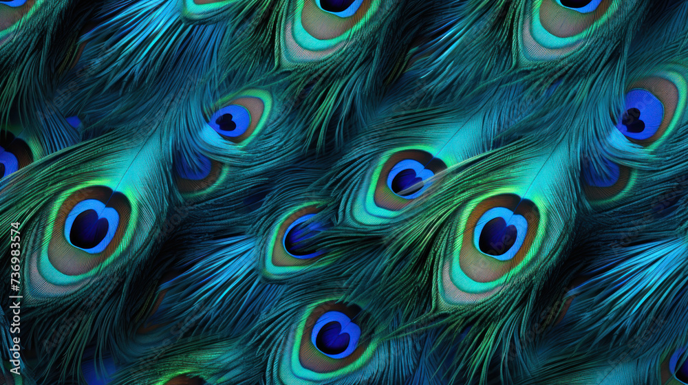 Obraz premium Close-Up of Mesmerizing Peacock Feather Pattern