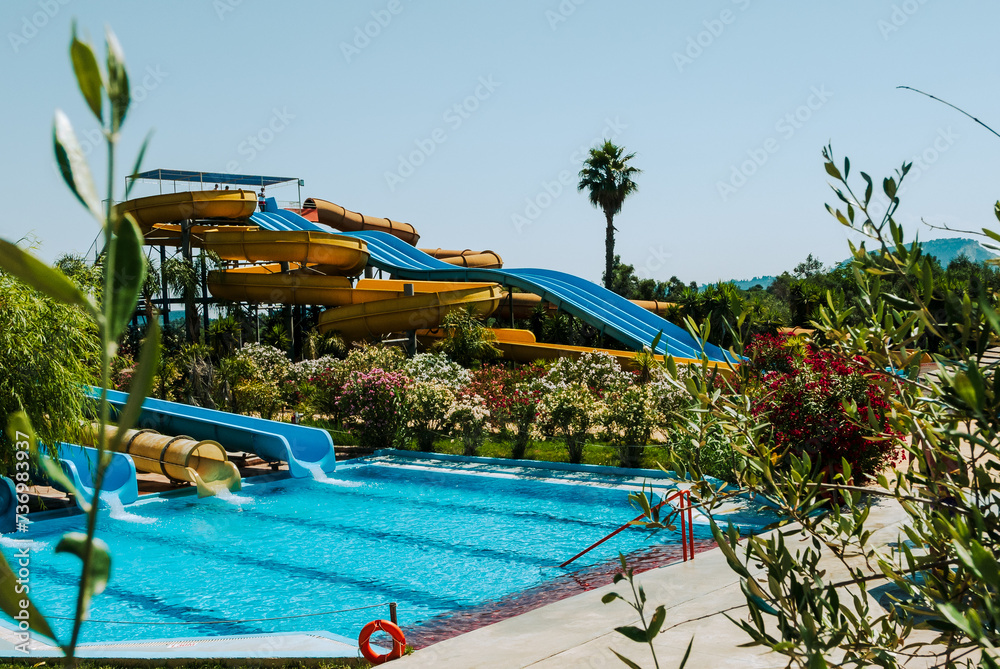 Water slides in a big aquapark.
