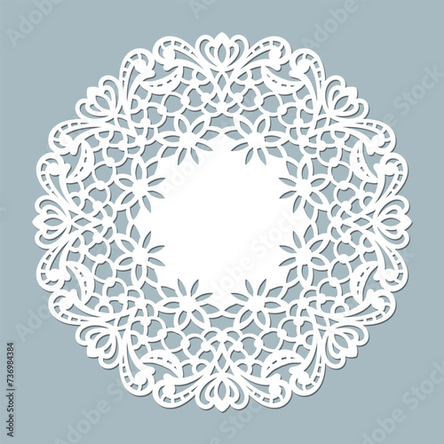 Lace paper doily paper cut design, laser cut template.