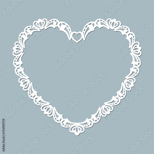 Laser cut vector frame in the shape of a heart with lace border