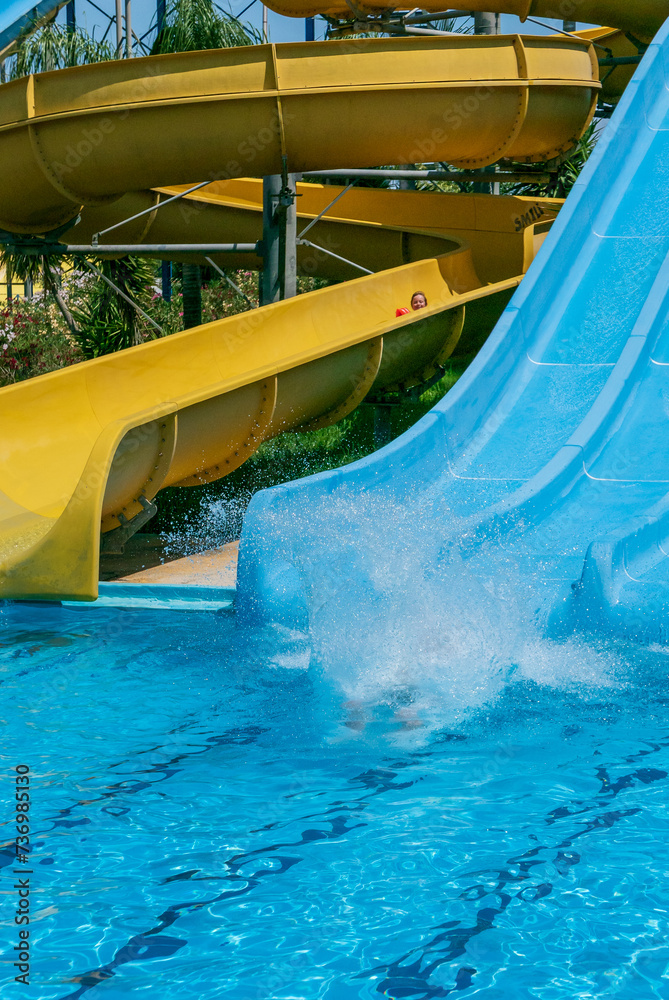 Water slides in a big aquapark.