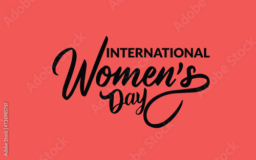 International Women's Day typography, Vector illustration, black text pink background