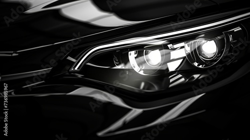 Close-up of a modern black car's headlights in a generic, unbranded manner © Zahid
