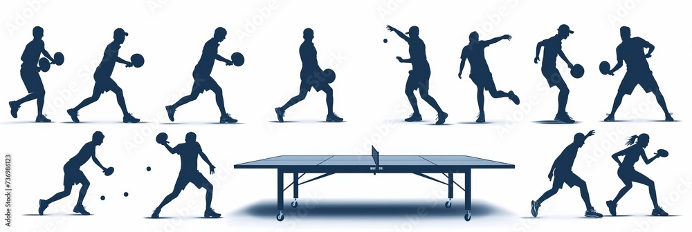 silhouettes of table tennis players.