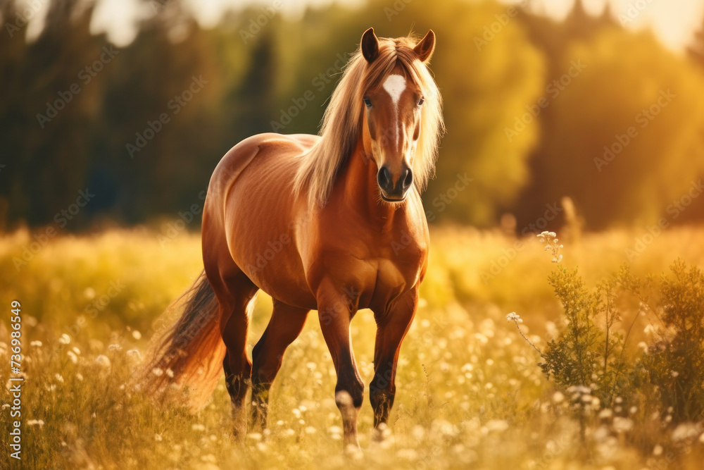 Horse Running Through Tall Grass