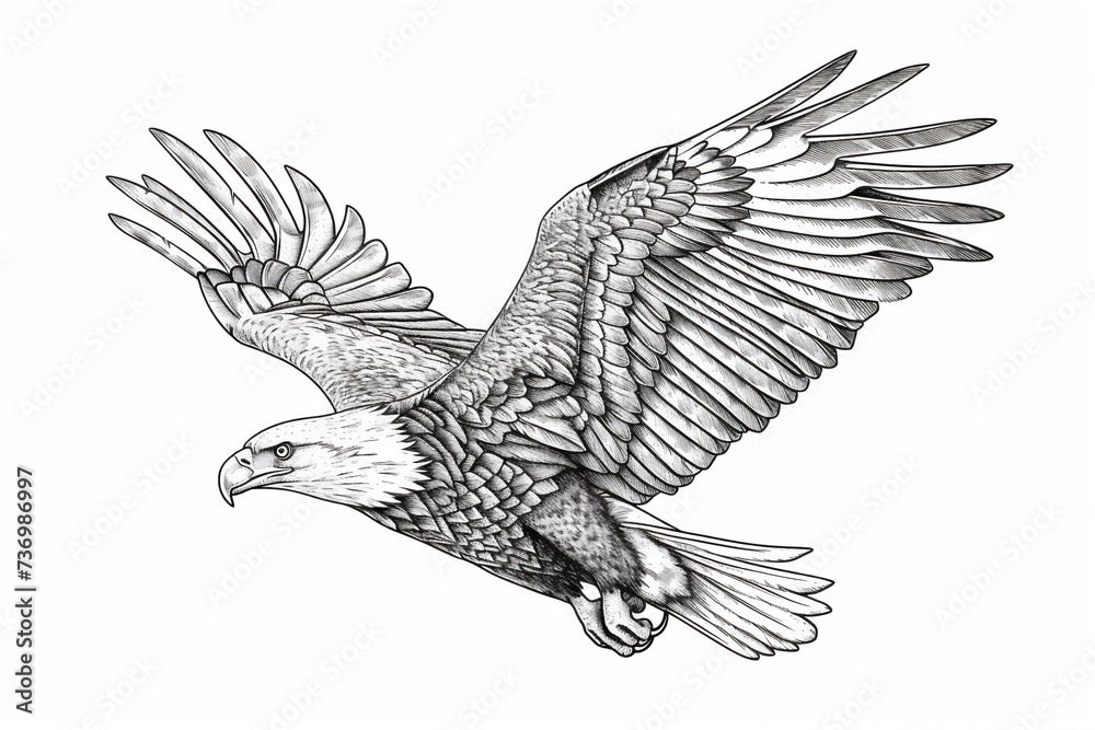 Naklejka premium Coloring page of flying eagle