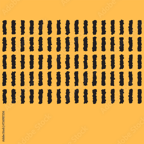 Black line pattern on a yellow background, creating a sense of movement and energy. The lines are engraved in different thicknesses and densities. Tribal style. Seamless vector illustration