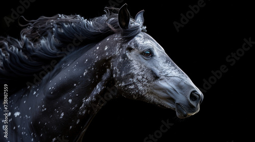 Close-Up of Horse on Black Background