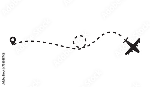 Plane Travel Route with Pin Location