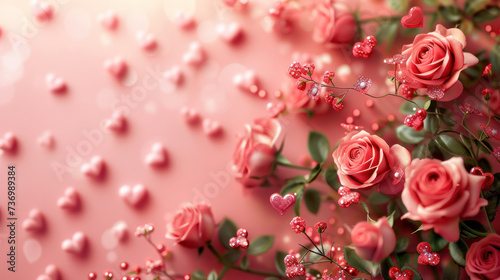 A Bunch of Pink Roses on a Pink Background