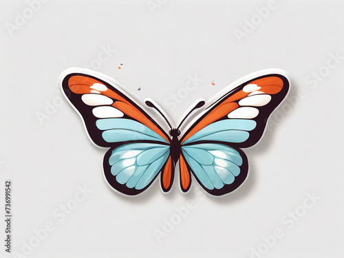 Butterfly. Sticker Bookmark. Cute cartoon, Hand drawn style. Vector drawing.  © HASSAN