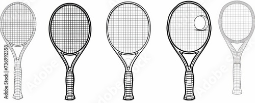 Tennis racket icon line continuous drawing vector. One line Tennis racket icon vector background. Icon of a tennis racket. Tennis racket outline with a ball icon that is continuous. Linear ping-pong photo