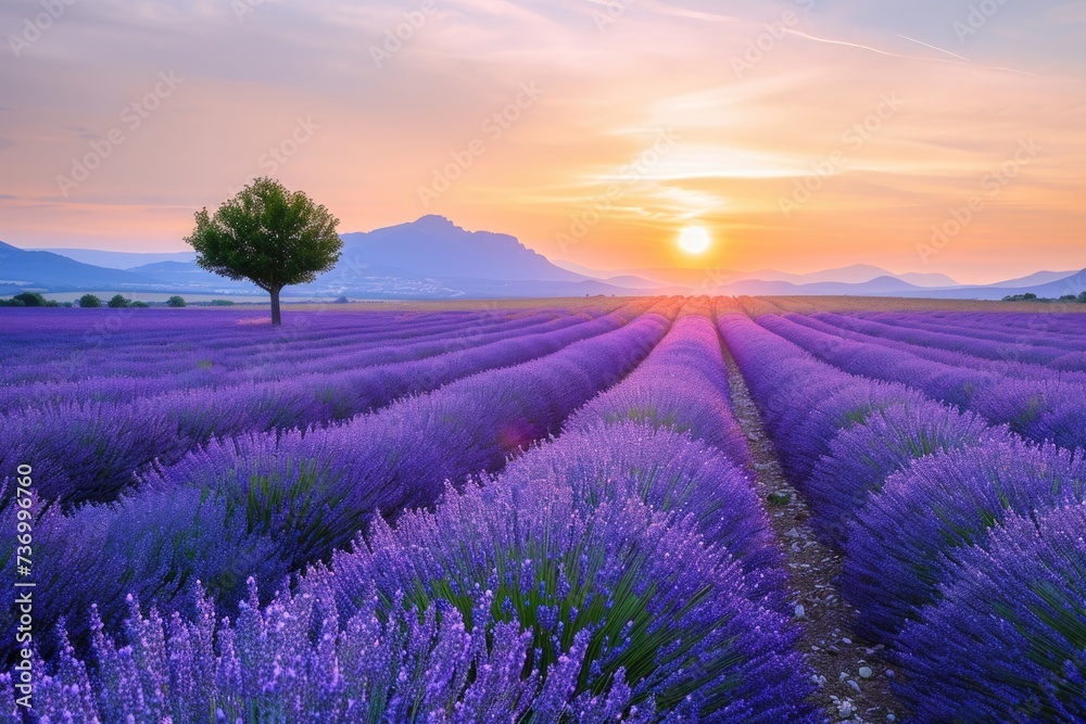 France  alpes de haute provence  valensole  lavender field at twilight