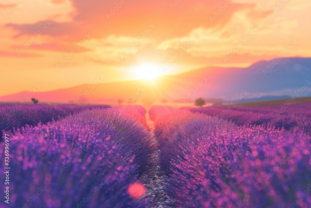 Lavender  Lavender field summer sunset landscape near Valensole.Provence France
