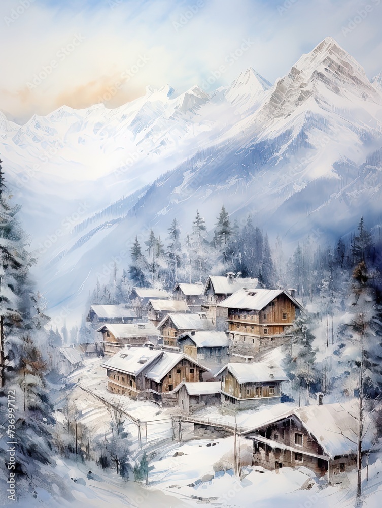 Winter Wonderland: Alpine Village Escape - High-Altitude Homes in Stunning, Mountainous Landscapes.