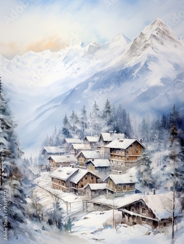 Winter Wonderland: Alpine Village Escape - High-Altitude Homes in Stunning, Mountainous Landscapes. © Michael