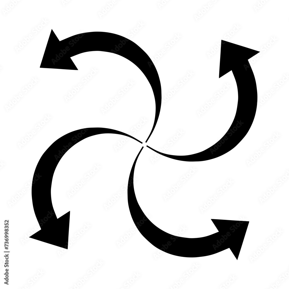 Four directions icon vector. Four side arrow icon sign symbol vector. Arrows pointing from the center vector icon illustration isolated on white background