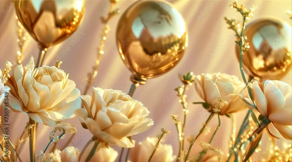 foil balloons and flying roses festive background for mothers day or birthday foil balloons and flying roses festive background for mothers day or birthday