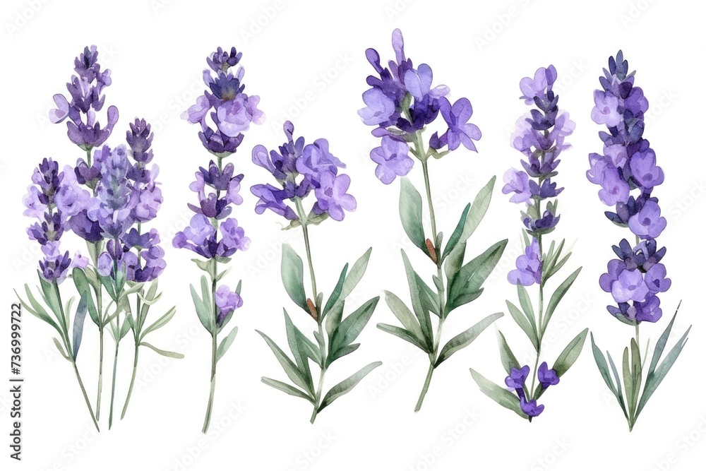 Watercolor provance lavender set. Flowers isolated on white background