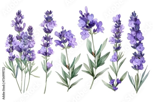 Watercolor provance lavender set. Flowers isolated on white background