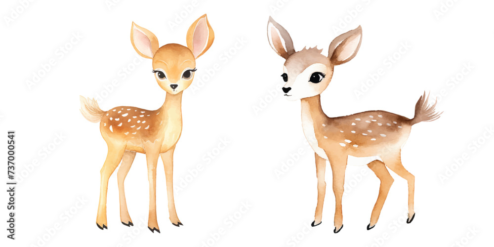 Fototapeta premium cute deer watercolor vector illustration