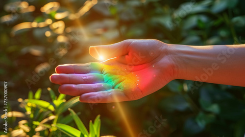 Hands holding some color energy and magnetism photo