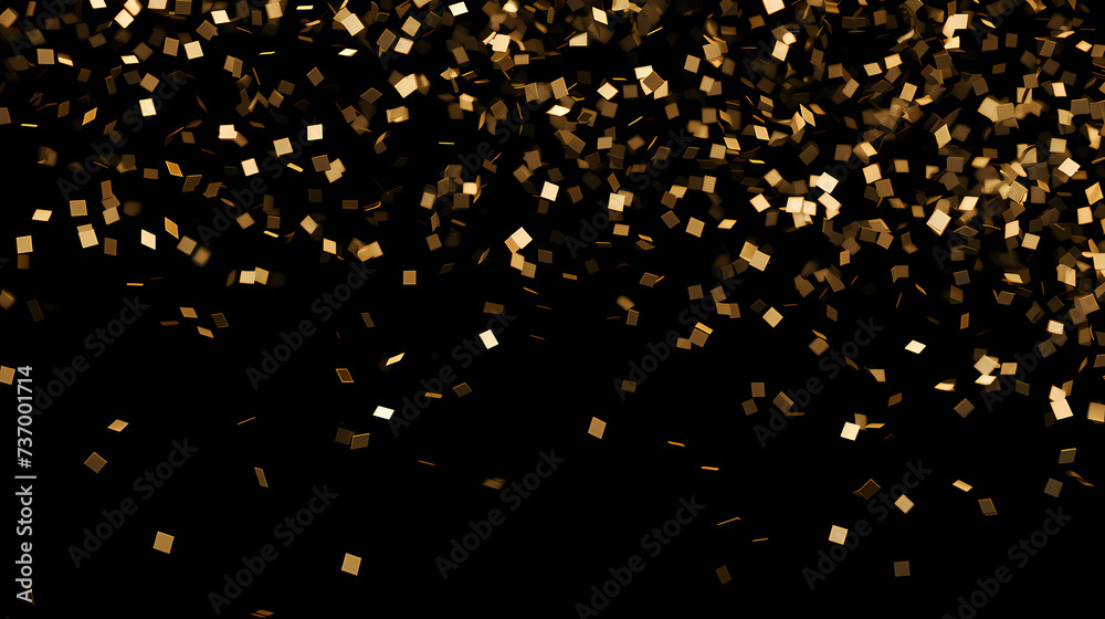 Aerial golden confetti celebration, confetti background - obrazy, fototapety, plakaty 