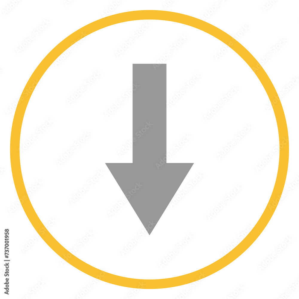 Button grau orange mit Pfeil Icon nach unten Button grau orange mit Pfeil Icon nach unten