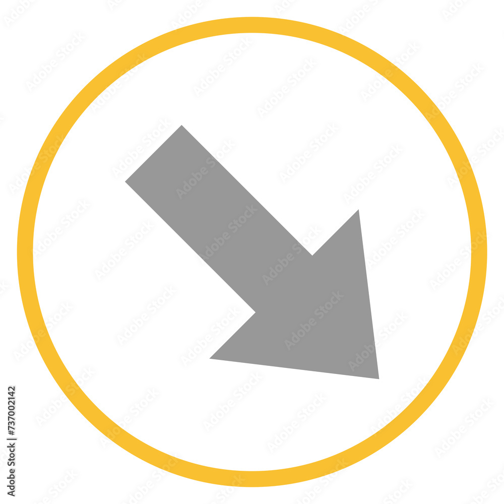 Button grau orange mit Pfeil Icon nach schräg unten Button grau orange mit Pfeil Icon nach schräg unten