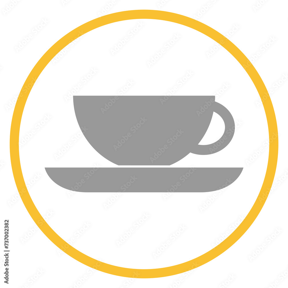 Button grau orange mit Tee Icon: Teetasse oder Pause Button grau orange mit Tee Icon: Teetasse oder Pause