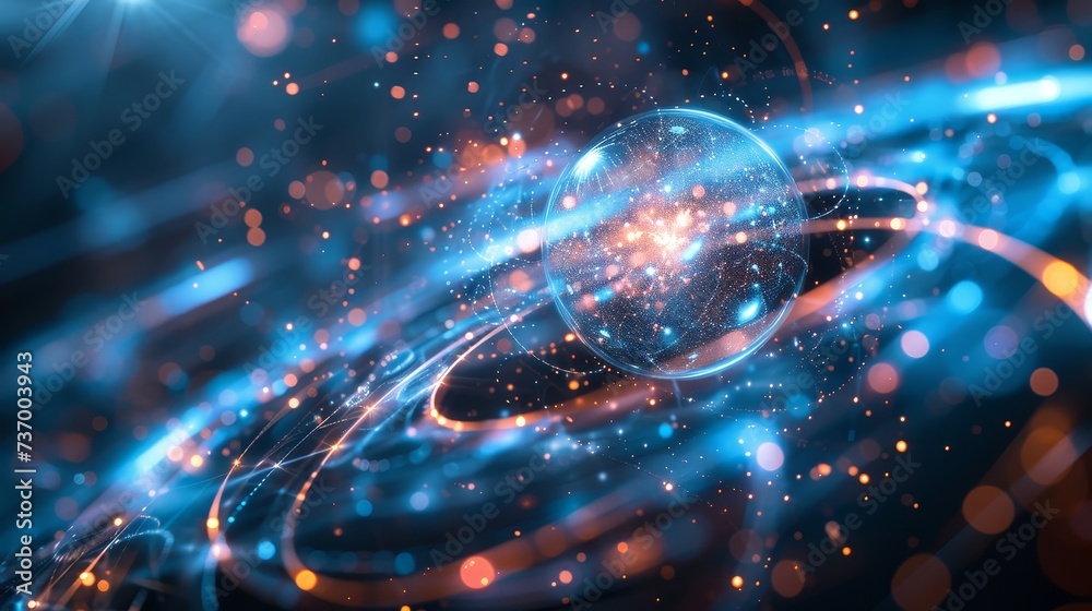 Obraz premium Quantum Particle Entanglement Theory