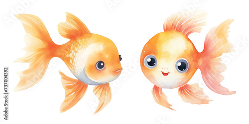 cute goldfish watercolor vector illustration © Finkha