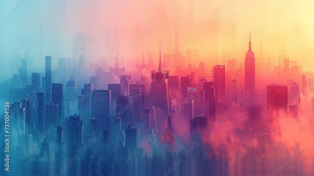 Urban Skyline Gradient Cityscape