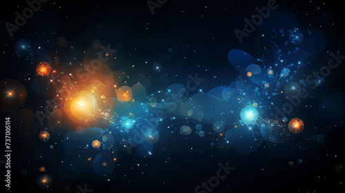 two bright blue and orange stars in a dark space with stars in the background and a blue star in the foreground, Generative AI