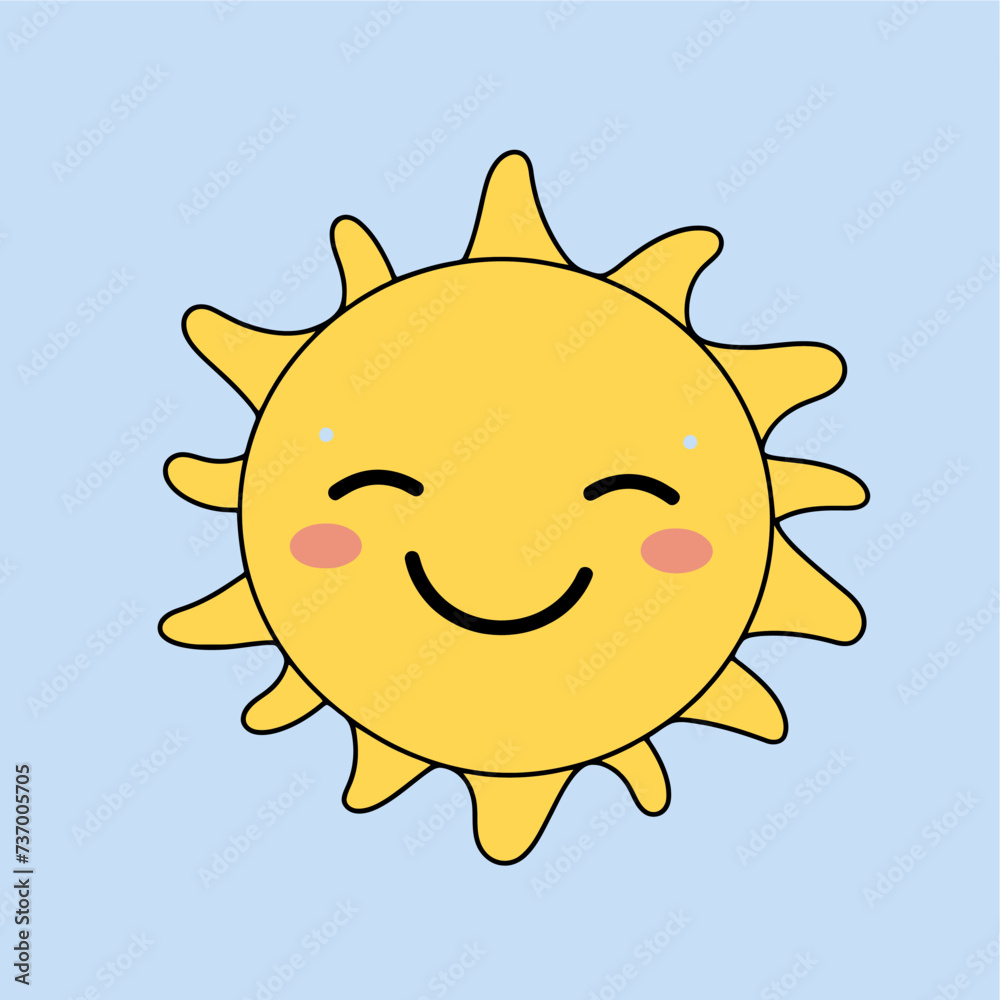 vector flat yellow doodle sun