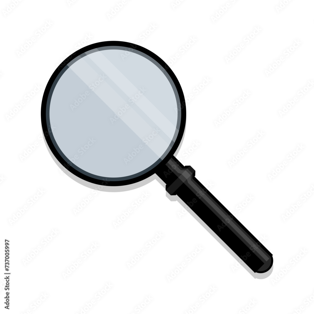 Magnifier black metal round frame cartoon illustration Magnifier black metal round frame cartoon illustration